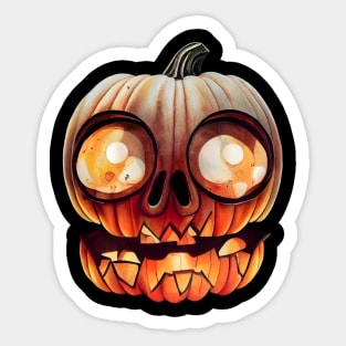 Scary Halloween Pumpkin Art Sticker